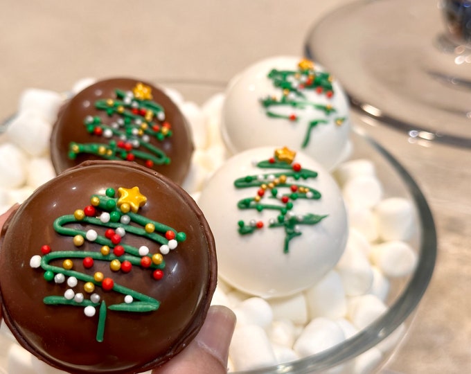 Holidays Hot Chocolate Bombs - Trees Set - Box of 4 Sweet Cocoa Bombs