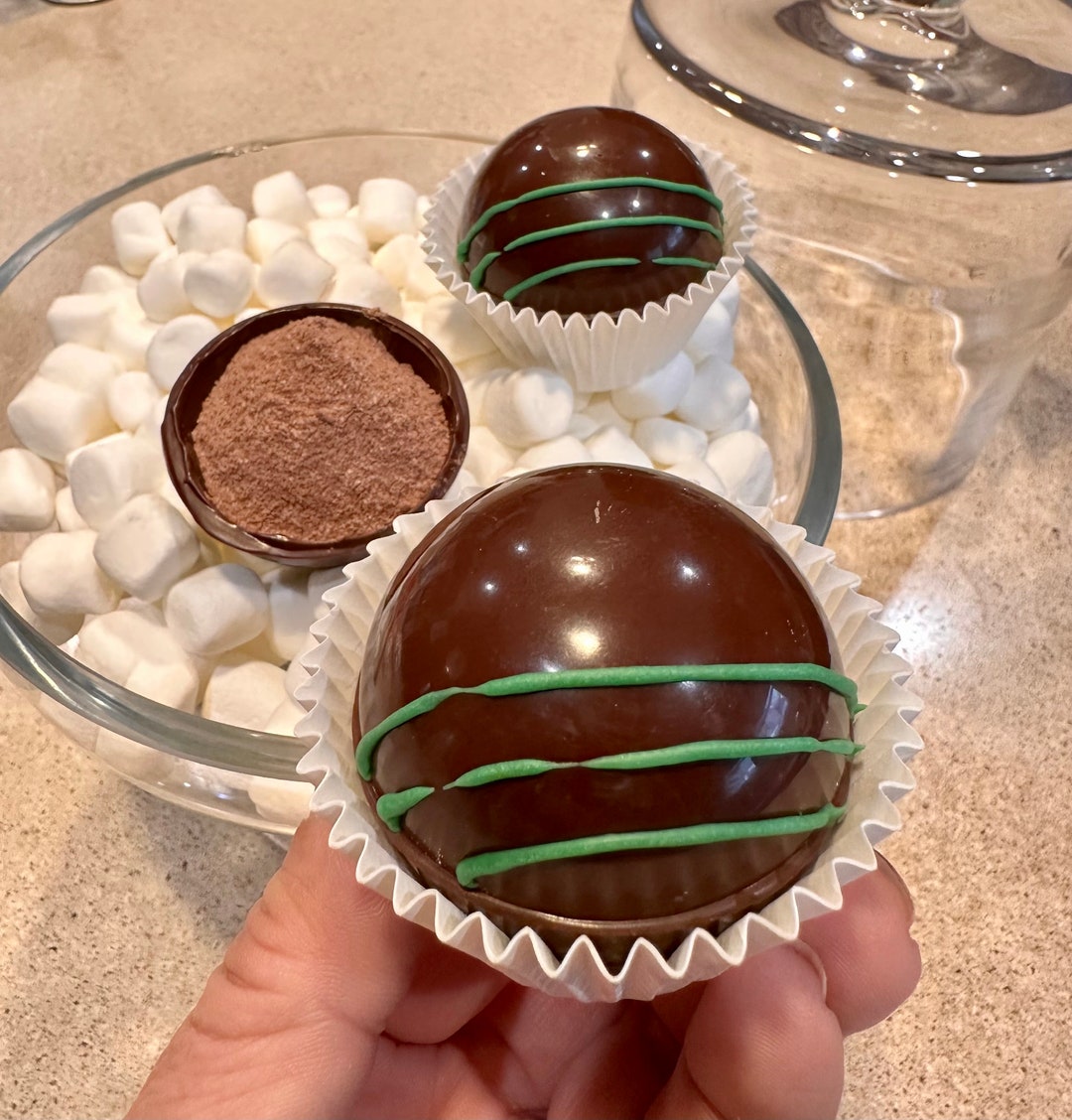Hot Chocolate Bombs - Mint Dark Chocolate - Box of 4 Sweet Cocoa Bombs ...