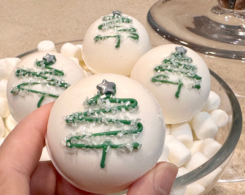Holidays Hot Chocolate Bombs - Trees With Snow - Box of 4 Sweet Cocoa ...