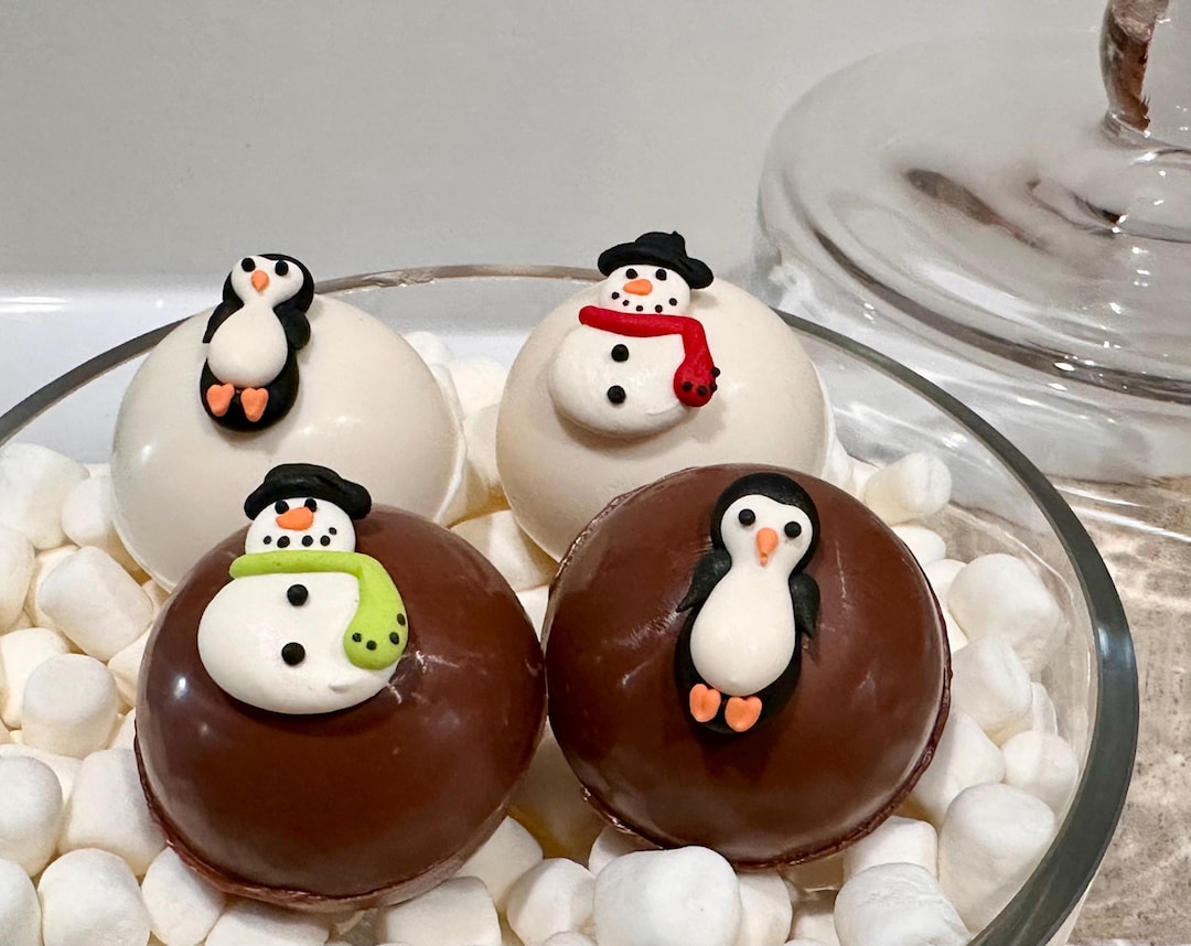 Holidays Hot Chocolate Bombs - Snowmen and Penguins - Box of 4 Sweet ...