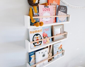Bibliothèque murale moderne pour chambre de bébé - Rebords de livres flottants pour chambre de tout-petit