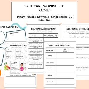 Self Care Worksheet Packet Worksheets for Self Care Practice Self
