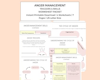 Anger Management Worksheets | Anger Triggers and Skills | Anger Management Skills | Anger Worksheets