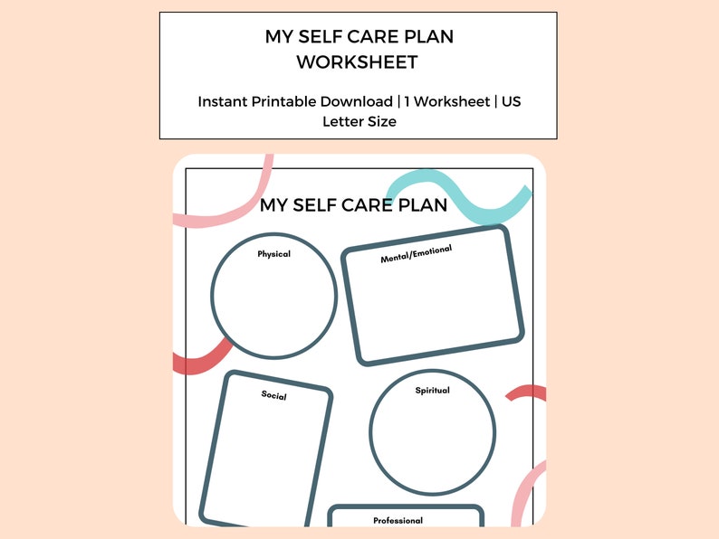 My Self Care Plan Self Care Worksheet Self Care Therapy Worksheet