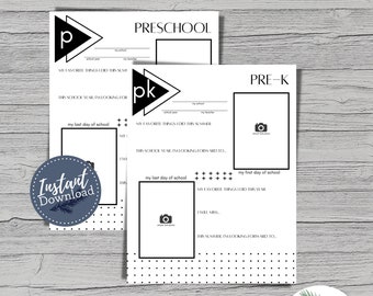 Printable School Memory Box Files - Minimalist Kids First and Last Day School Memories - Printable Memory Box Pages - Instant Download PDF