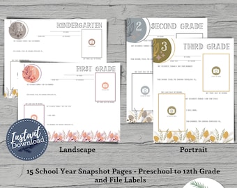 Boho Kids School Memory Box: First & Last Day Pages (PDF Download)