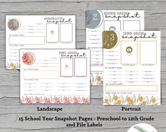 Boho Kids School Memory Box Pages: Preschool to 12th Grade (PDF)