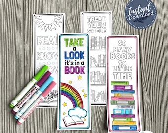 Book Lovers Coloring Bookmarks: Reading Themed Designs (Instant Download PDF)