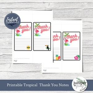 Tropical Flamingo Thank You Cards: Luau Party Notes (PDF)