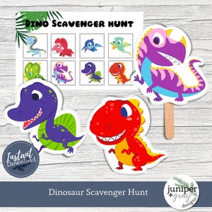 Printable Dinosaur Scavenger Hunt: Birthday Party Game (Instant Download PDF)