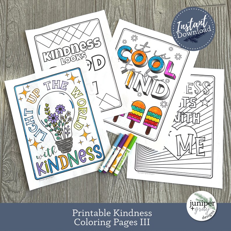 Printable Kindness Coloring Pages III Kindness Matters Bee Etsy