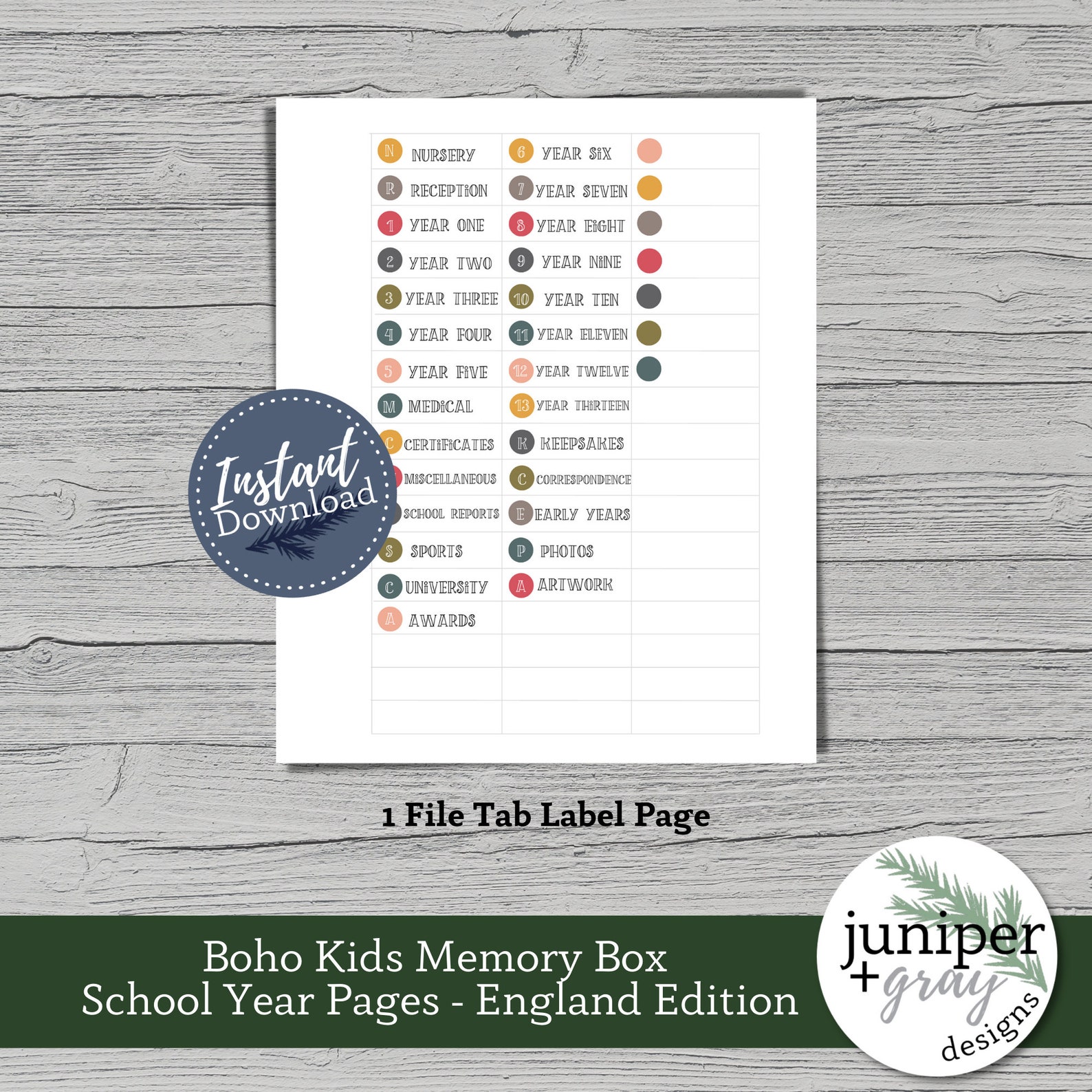 Printable school memory box files uk boho kids school year memory