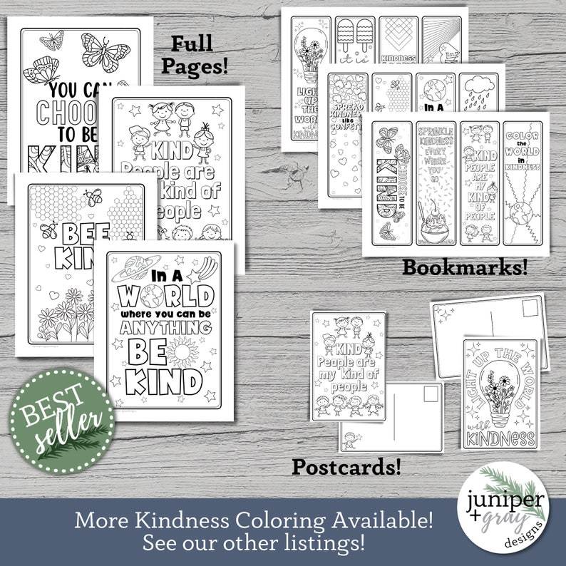 Kindness Coloring Postcards: Printable Designs for All Ages (PDF) - Etsy