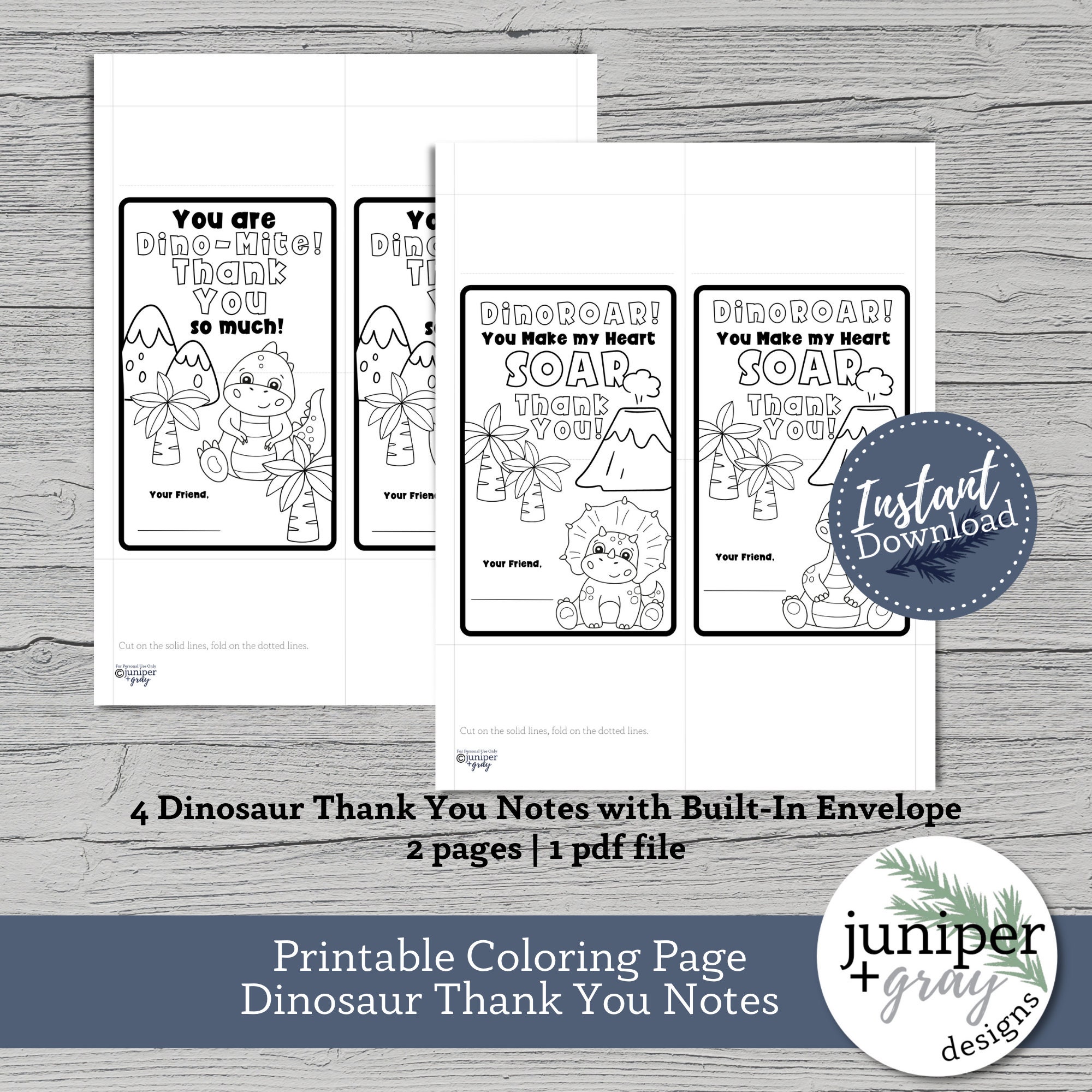 Printable Dinosaur Thank You Notes Dinosaur Coloring Page Thank You