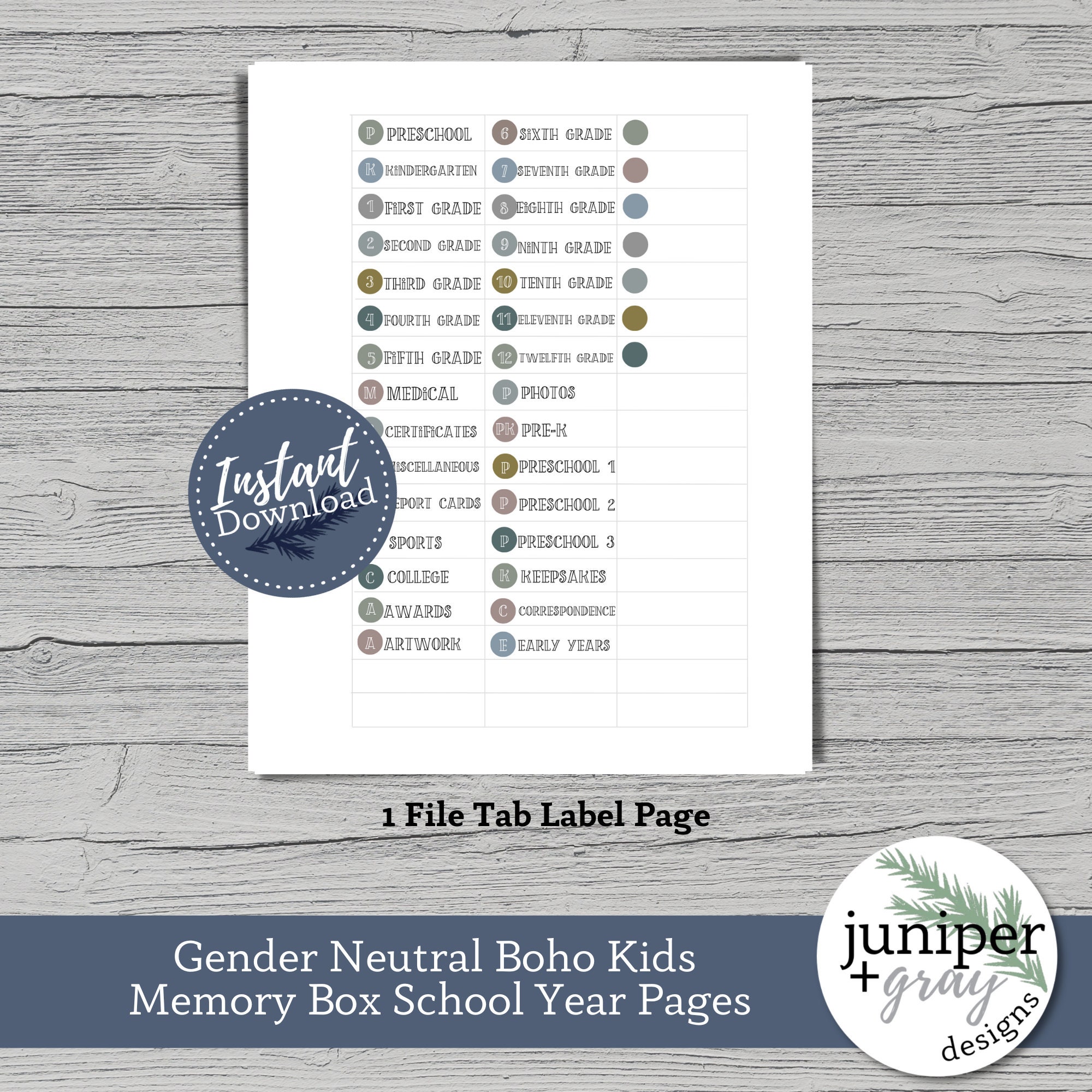 Boho School Memory Box Printables: Neutral Kids Keepsake (PDF) - Etsy