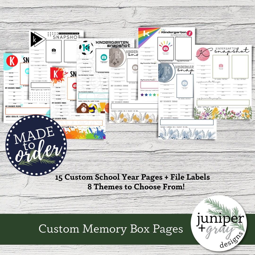 Custom Memory Box Printables - Personalized School Memory Box Pages - PDF Download - Etsy