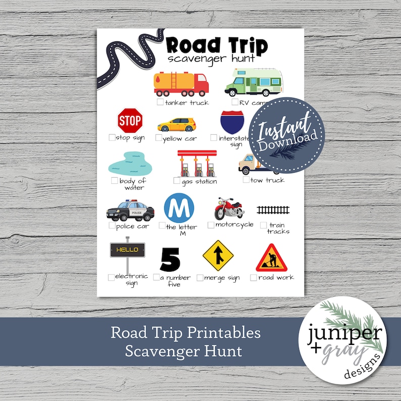 Printable Road Trip Kids Activities - Travel Scavenger Hunt I Spy ...