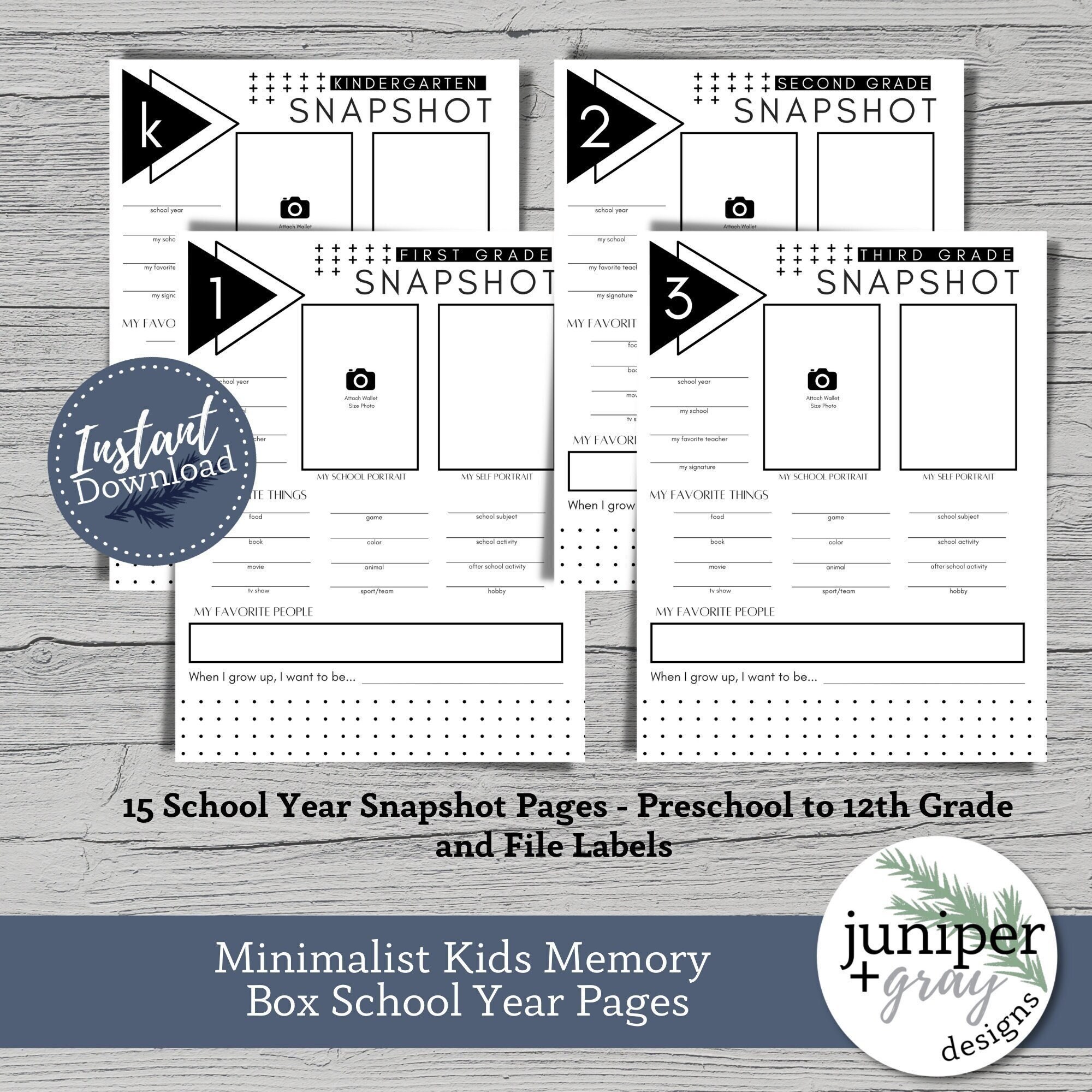 Printable School Memory Box Files - Minimalist Kids School Year Memory ...