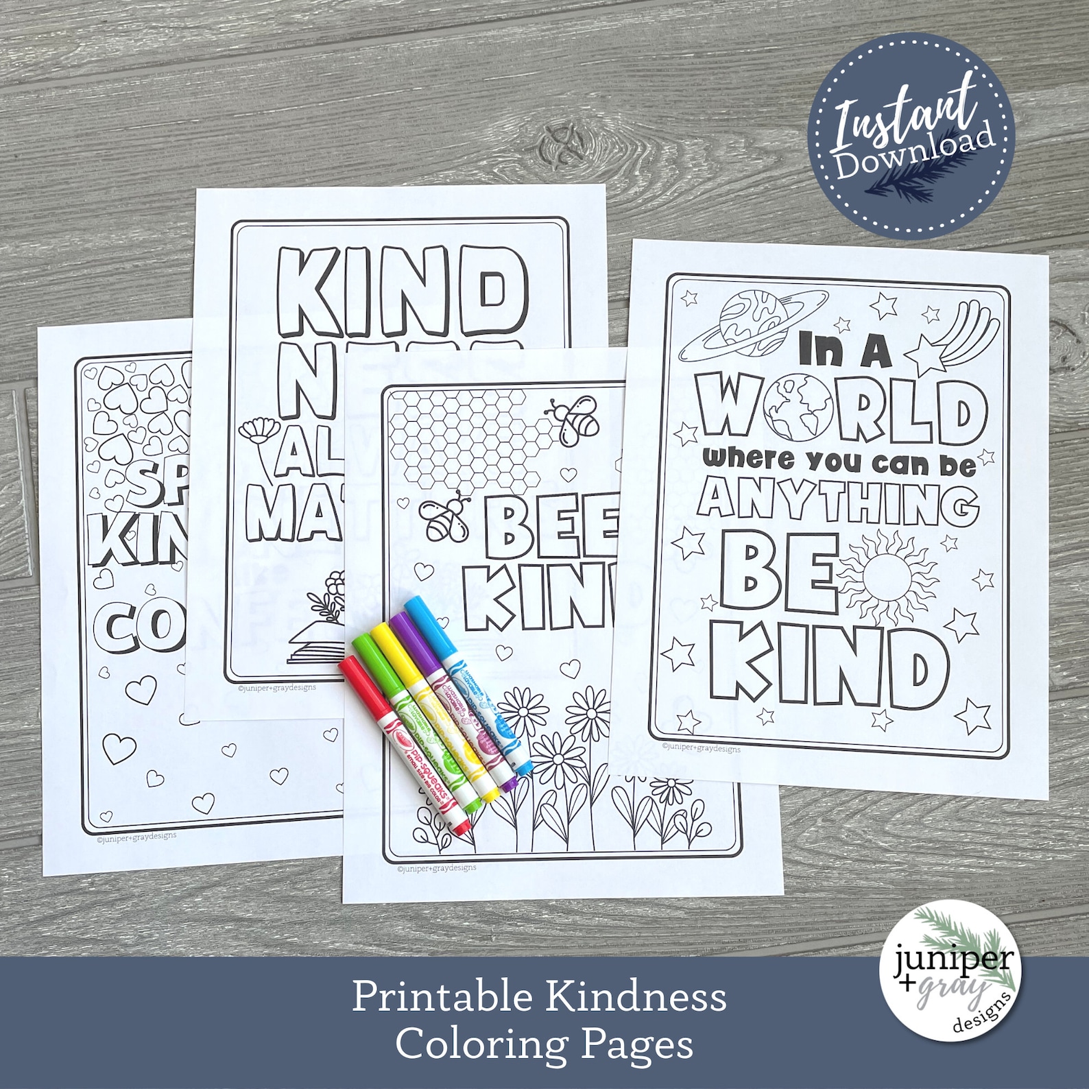 Printable Kindness Coloring Pages Bundle - Coloring Page Kindness ...