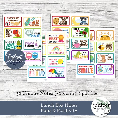 24 Printable Animal Lunch Box Notes for Kids Printable Etsy