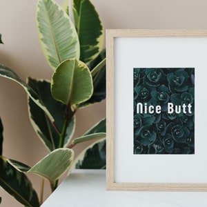 Nice Butt Bathroom Sign, Succulent Background, Cheeky sign
