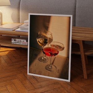 Wine Glasses Print: 70s Retro Red Wall Art