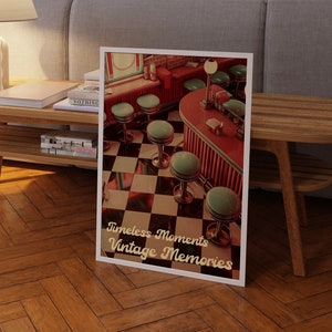 Retro Diner Art Print: 70s Vintage Style Poster