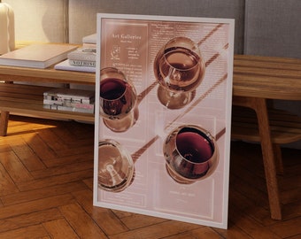 Retro Wine Glasses Poster: 70s Style Trippy Wall Art