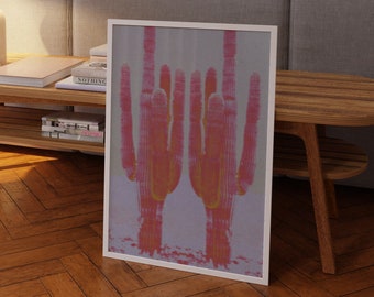 Retro Cactus Art Print: 70s Psychedelic Wall Decor
