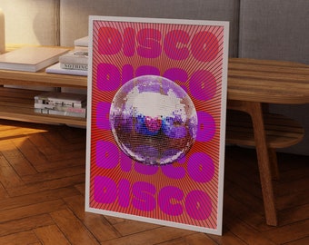 Funky Disco Ball Art Print: Maximalist Home Decor