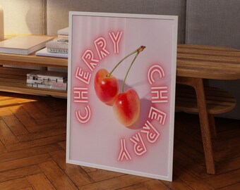 Cherry Wall Art: 70s Retro Psychedelic Print