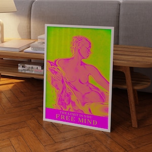 Arte degradado, arte de pared psicodélico, impresión retro, decoración de los años 70, cartel degradado, cartel psicodélico, arte psicodélico, arte de pared de moda