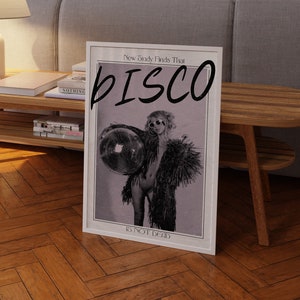 Cartel de bola de discoteca, impresión retro de los años 70, arte de pared negro, arte psicodélico, decoración de pared funky, cartel vintage de los años 60, arte estético, arte de pared de moda