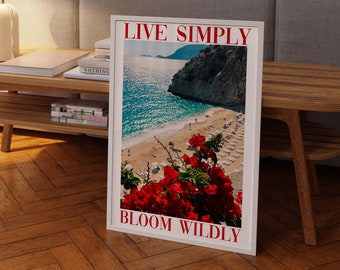 70s Retro Sea Poster: Red Summer House Wall Art