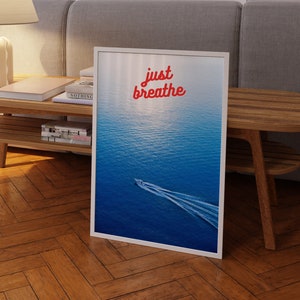 Yacht &#39;Just Breathe&#39; Print: 70s Retro Summer House Wall Art