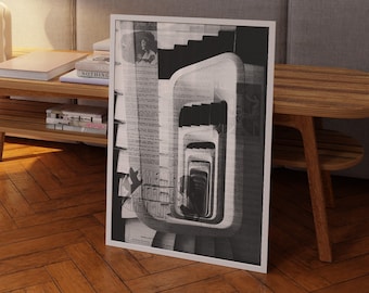 Black & White Psychedelic 70s Retro Print: Trendy Wall Art