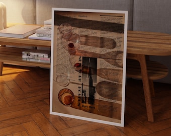 Trippy Newspaper Typography Poster, 70s Retro Wall Art