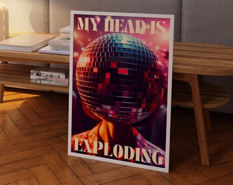 Psychedelic Disco Ball Poster: 70s Retro Wall Art