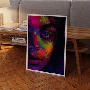 Abstract Psychedelic Portrait Print: 70s Retro Gradient Wall Art