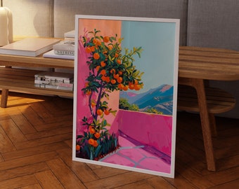 Orange Garden Print: Maximalist Kitchen & Bathroom Wall Art