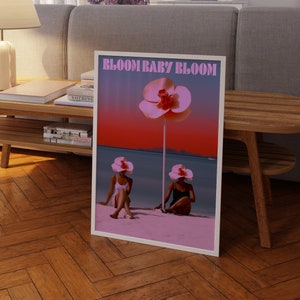Cartel de la revista Vogue, impresión de los años 70, arte de la pared roja, cartel de la playa, cartel de la casa de verano, arte psicodélico, impresión retro, arte trippy, impresión preppy