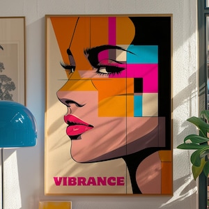 Pop Art Woman Portrait: Vibrant Geometric Face (Digital Download)