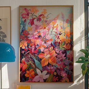 Floral Kitsch Print: Vintage Psychedelic Maximalist Art (Digital Download)