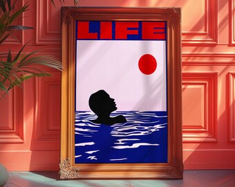 Affiche rétro « Life » : déco psychédélique de dopamine (téléchargement numérique)