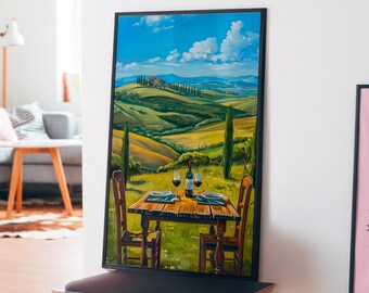 Romantic Dinner Landscape Poster: Eclectic Kitchen Wall Art