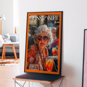 Gossip Girl Here Poster: Retro 70s Red Wall Art