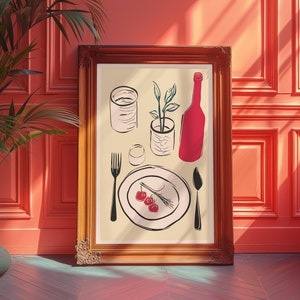 70s Dinner Party Poster: Retro Kitchen Wall Art (Digital Download)