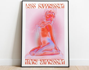 70s Spiritual Art Print, Gradient Trendy Wall Art (Printable)