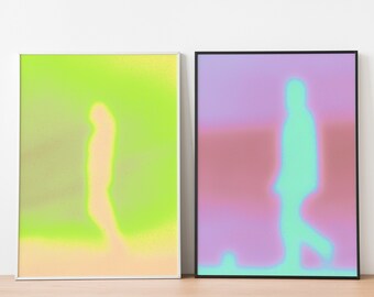 Set Of 2 Poster, Aura Poster, Retro Gradient Poster, Grainy Gradient, Affirmation Poster, Retro Aura Gradient, Aesthetic Dorm Decor