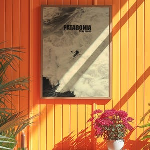 A thrilling poster featuring a paddler navigating intense whitewater rapids with the text Patagonia Stay Focus. This bold and adventurous design is perfect for extreme sports lovers and outdoor enthusiasts looking for dynamic wall decor.